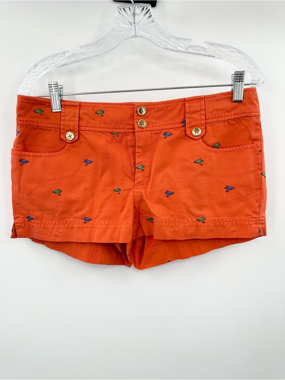 Lilly Pulitzer Vintage Shorts Orange Frog Embroidered Preppy Size 4